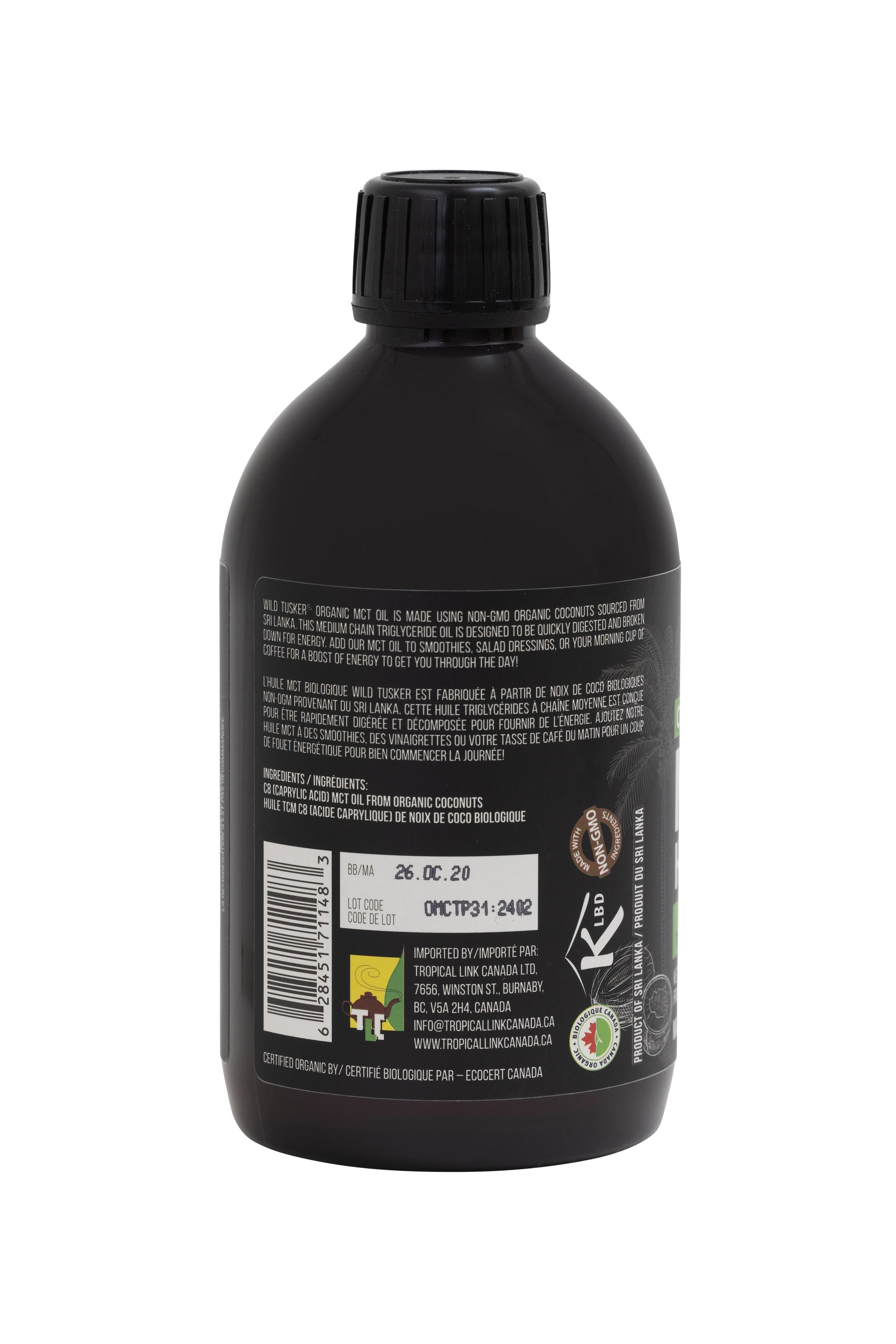 Organic Medium-Chain Triglycerides (MCT) Oil 100% C8