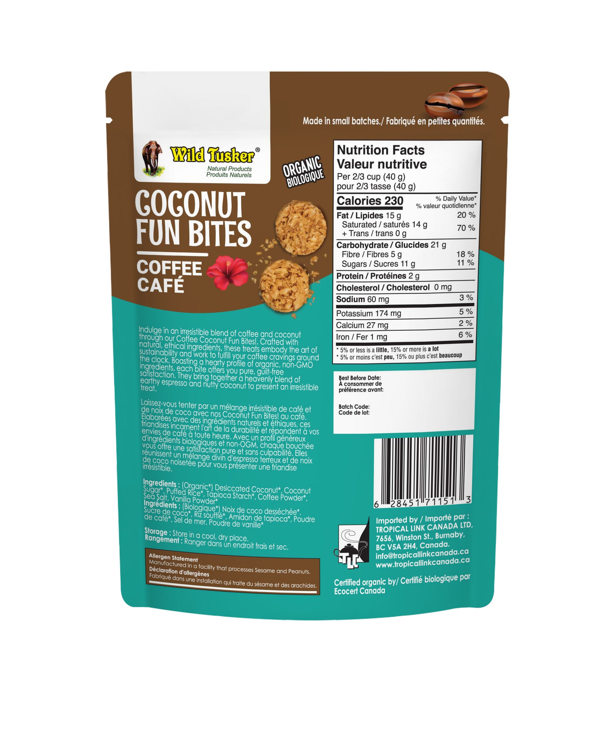 Organic Coconut Fun Bites - Coffee Flavour