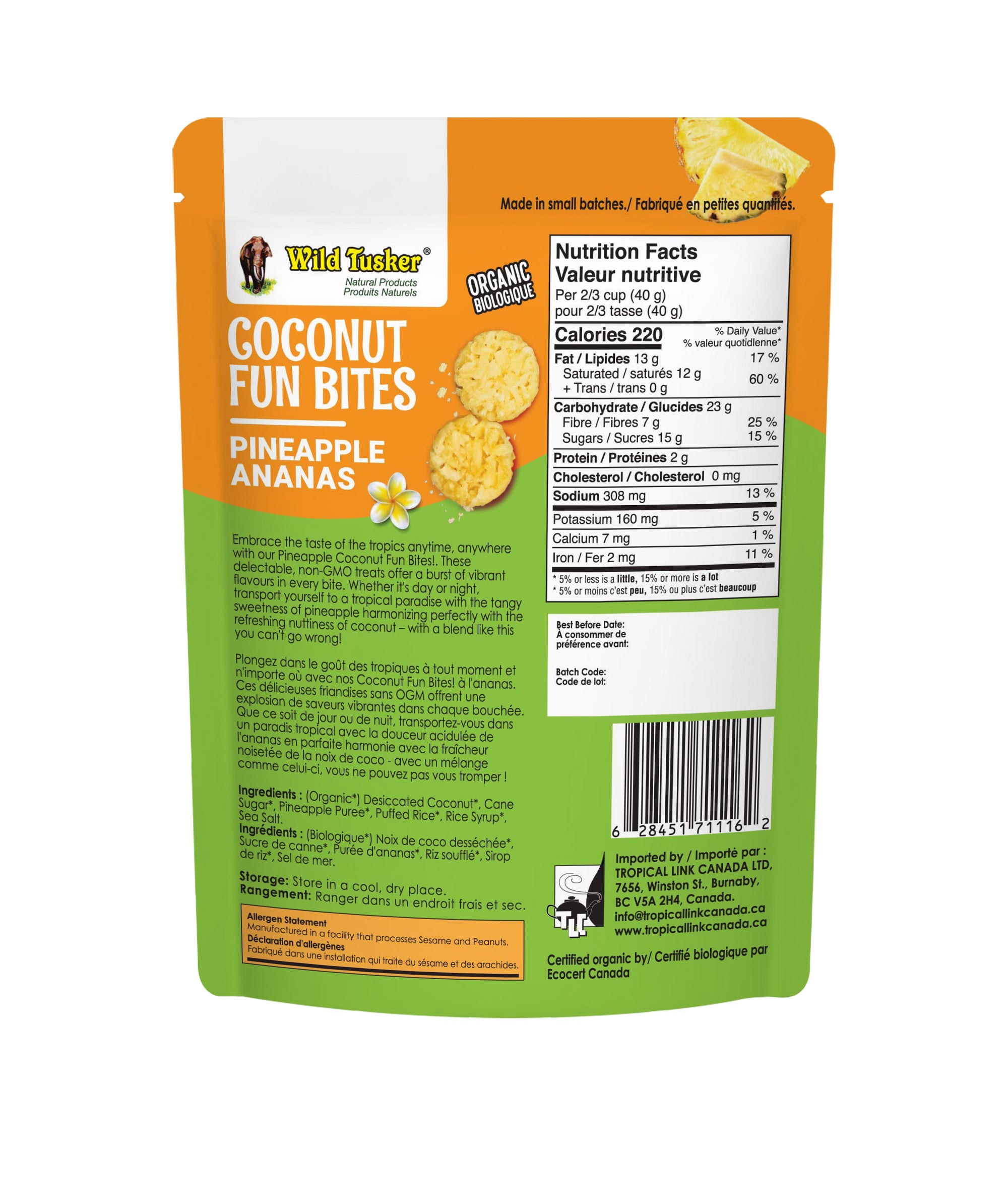 Organic Coconut Fun Bites - Pineapple Flavour