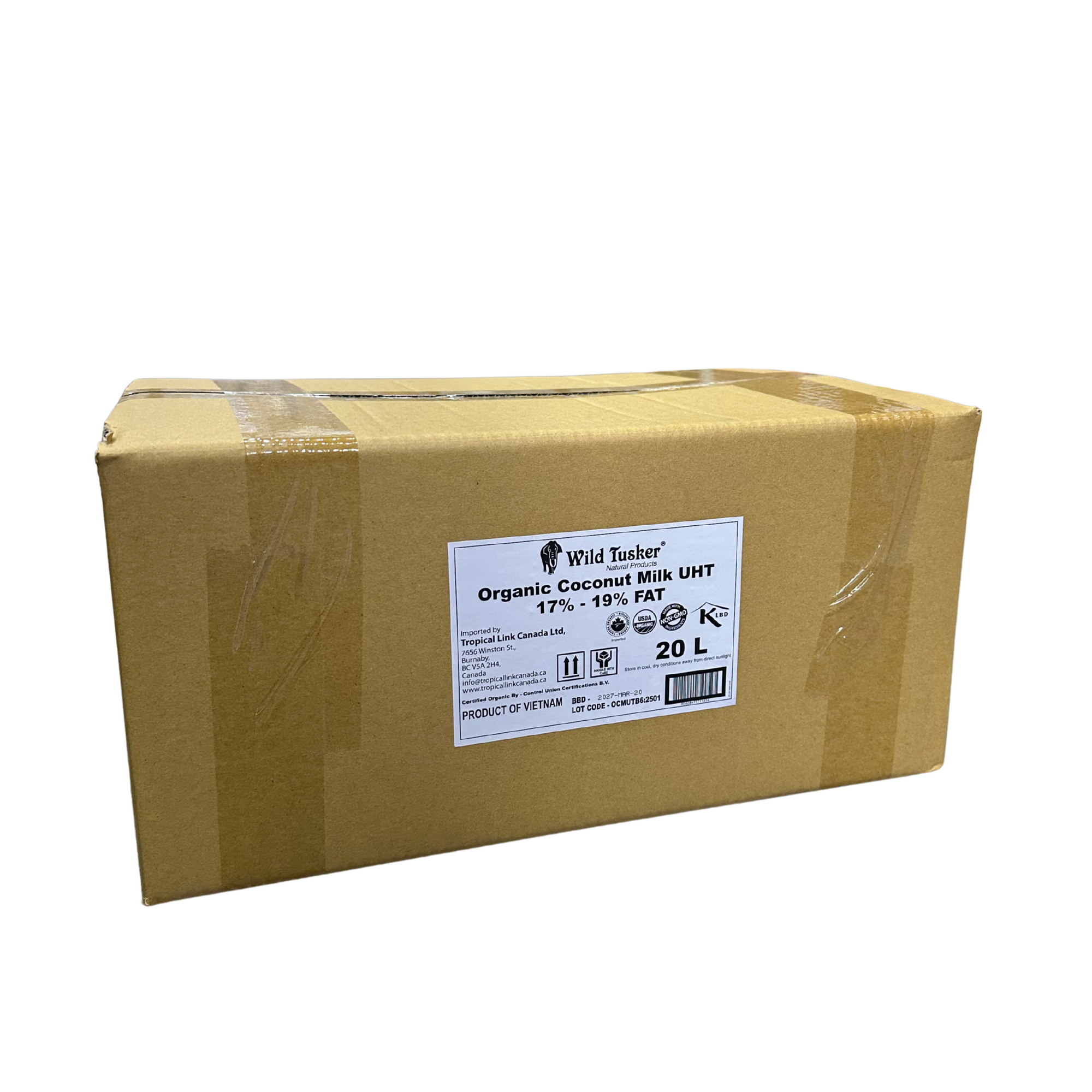 Organic Coconut Milk 17-19% UHT BIB 20L