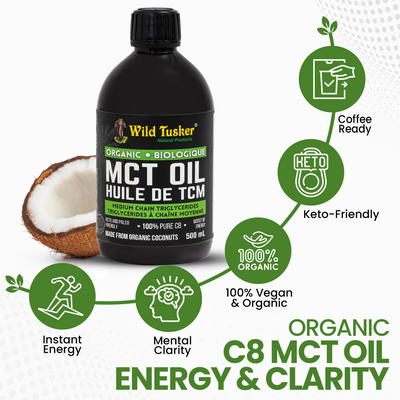 Organic Medium-Chain Triglycerides (MCT) Oil 100% C8